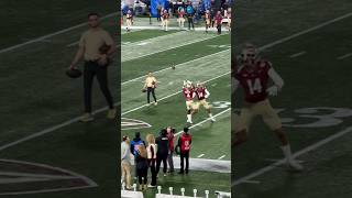 Keon Coleman catches pass over Johnny Wilson in warm ups for ACC GC #fsu #football #collegefootball