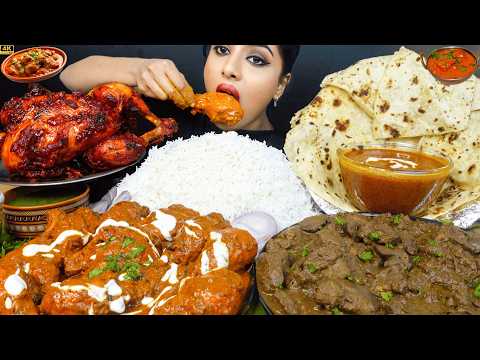 ASMR Eating Spicy Mutton Curry,Whole Chicken Tikka Curry,Rice Big Bites ASMR Eating Mukbang