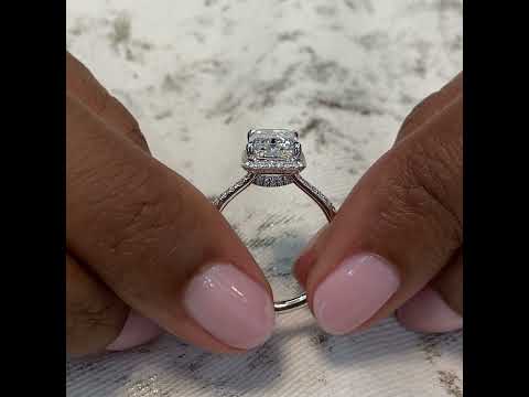 3 carat Emerald Cut Diamond Hidden Halo Engagement Ring