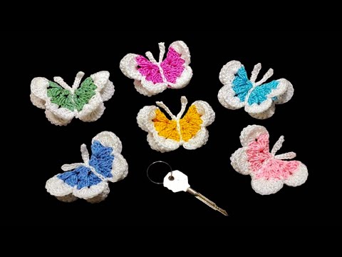 ميداليه كروشيه/ فراشه كروشيه سهله  - تعليقه للمفاتيح | Key chain