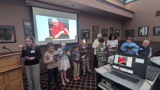 Religious School Students Recite the 4 Questions, Coe Passover Seder, April 8