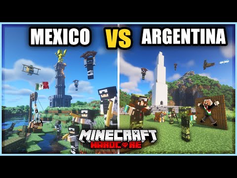 100 jugadores SIMULAN UNA GUERRA entre MEXICO y ARGENTINA en Minecraft Hardcore!!