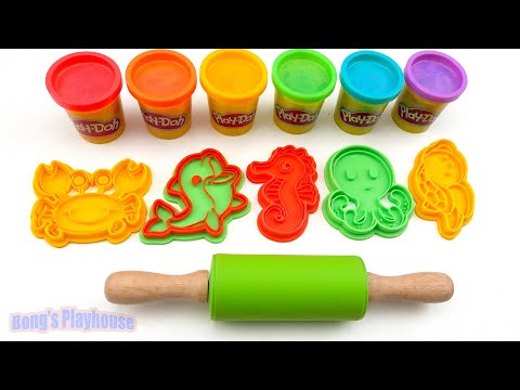 Learning Colors and Creating Sea Animals with Play Doh Cutters | Preschool Toddler Learning Video