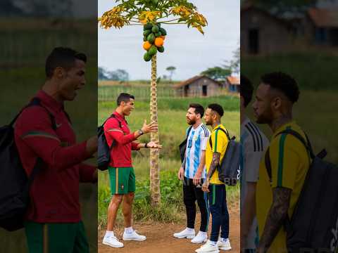 What happened when Messi, Ronaldo, and Neymar tried to steal papayas? #shorts #ai