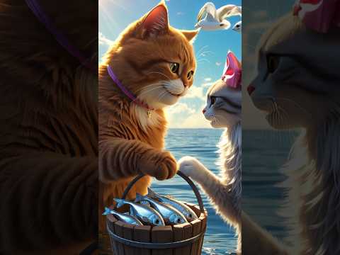 The Cat is Giving His Lover a Basket of Fish | #mrh_rasel #shorts #Cathislover #givingfish #shortsai