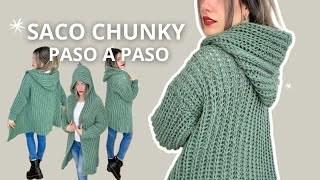 Saco Chunky a Crochet 😱💕 ¡El Abrigo Más Fácil y Bonito que Vas a Tejer! | Tutorial Hebras Crochet