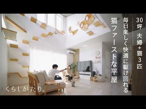 【一条の暮らし】猫3匹と快適に過ごす｜キャットウォークのある平屋｜30坪2LDK+S｜2人家族+猫3匹
