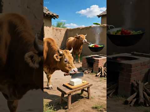 OMG 😳 The Cow is Cooking || MeZzo Funny || #shorts #funny #funnyshorts
