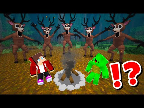 JJ and Mikey Survive 99 Nights in The Forest CHALLENGE in Minecraft / Maizen Minecraft