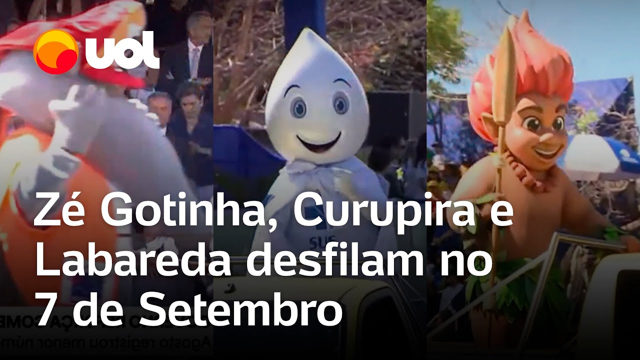 7 de Setembro Zé Gotinha Curupira e Labareda marcam presença no desfile em Brasília vídeo