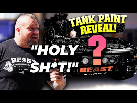 Eddie hall sees his tanks NEW paint job