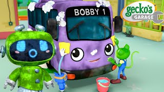 Messy Bus Mystery! 🕵️‍♂️🧼 | Gecko's Garage 🚚 | Cartoons For Kids | Toddler Fun Learning