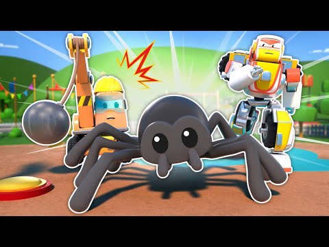 ¡Hay una gran araña! ¡Ayuda, Super Robot! 🕷️ Robofuse 🤖 Dibujos animados de coches para niños.