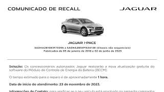Comunicado Recall | Jaguar I-PACE