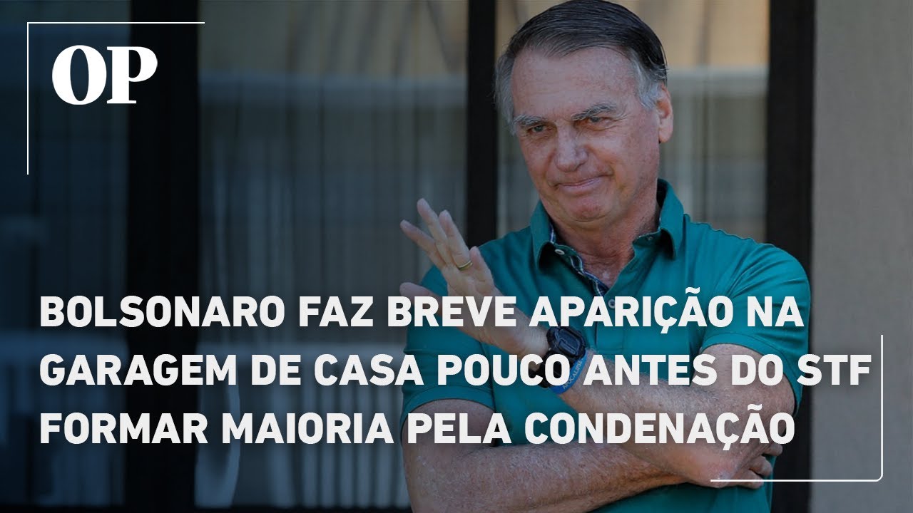 Bolsonaro faz breve aparição na garagem de casa pouco antes do STF formar maioria pela condenação
