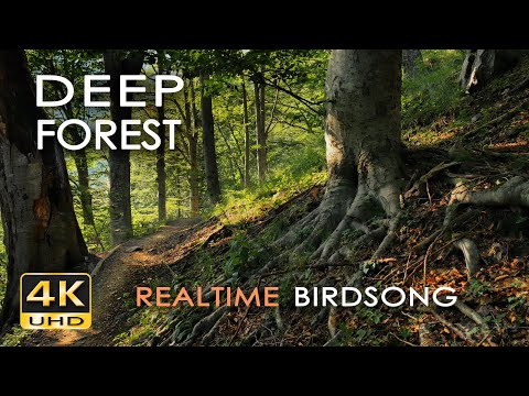 4K Deep Forest - 8 Hours NO LOOP Birdsong - Robin &amp; Blackbird Singing - Relaxing Nature Ambiance