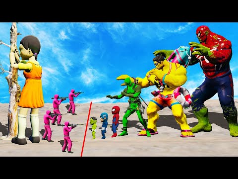 Evolution Of HULK Family & DEADPOOL Family Playing Squid Game 2 Animation 3D - GTA V | 어몽어스 오징어 게임 2