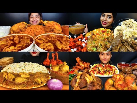 ASMR EATING SPICY PRAWN CURRY, CHICKEN CURRY, MUTTON FAT CURRY II SPICY INDIAN FOOD MUKBANG