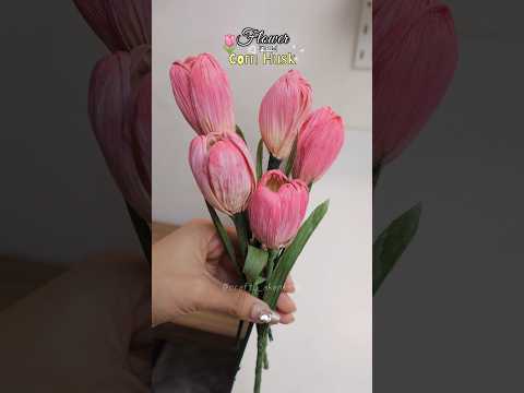 Corn Husk DIY Part .1 ||Tulip flower ||🌷✨#shorts #diy