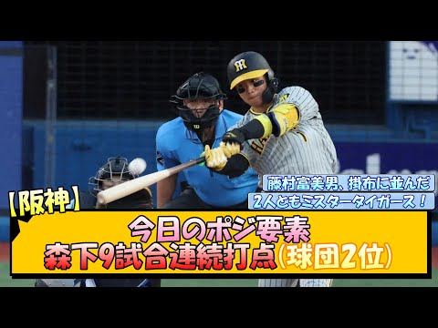 【阪神】今日のポジ要素「森下9試合連続打点(球団歴代2位タイ)」【なんJ/2ch/5ch/ネット 反応 まとめ/阪神タイガース/岡田監督】