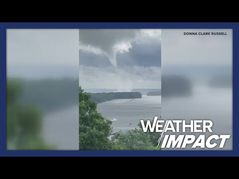 YouTube video thumbnail: EF1 Tornado Crosses Mississippi River From Missouri Into Illinois