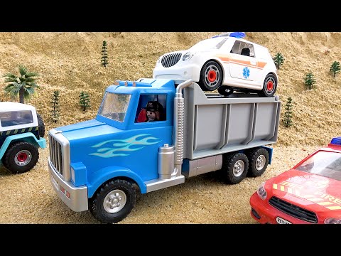 Find and assemble ambulance that fell into sand | Crane rescues burning truck | BIBO STUDIO