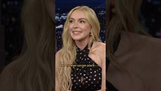 #LindsayLohan had to re-learn the guitar to perform in Pink Slip for Freakier Friday! #FallonTonight