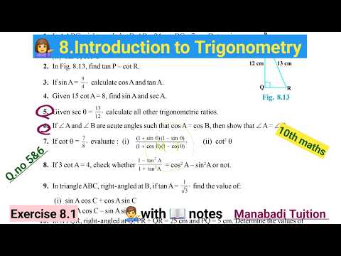 10th class math| Chapter 8| Introduction to trigonometry| Exercise 8.1 |Q no 5&6|With notes|