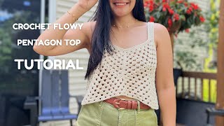 Flowy Pentagon Top - Easy Summer Crochet Pattern #crochetsummertop