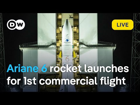 Europe's heavy-lift Ariane 6 rocket launches to make first commercial flight | DW News
