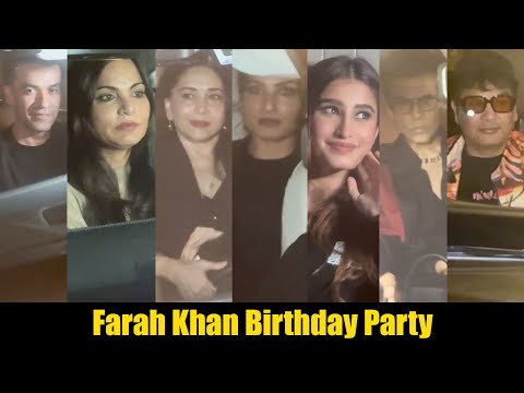 Raveena Tandon, Madhuri Dixit, Karan Johar, Rajkummar Rao & Others At Farah Khan’s Birthday Party