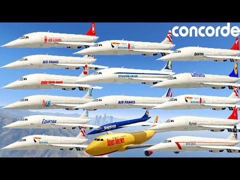 GTA V: Aérospatiale BAC Concorde Airplanes Pack Air Best Extreme Longer Crash and Fail Compilation
