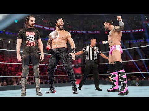 Cm Punk vs Roman Reigns Seth Rollins Match