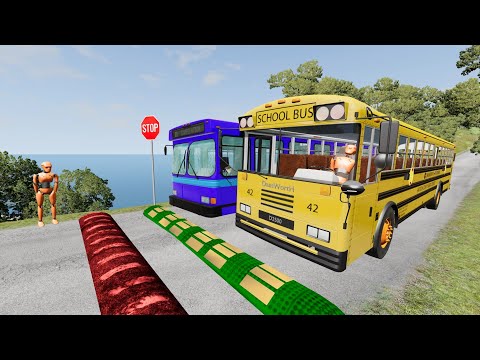 Buses vs Massive ⚠️ Speed Bumps⚠️ #15 – BeamNG.Drive