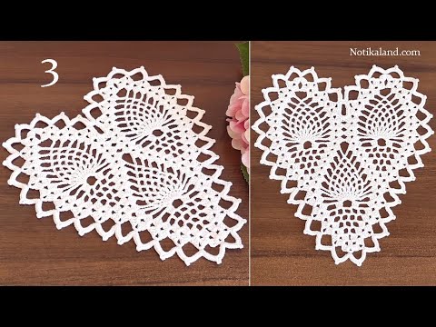 Crochet Lace Doily EASY Crochet Heart doily tutorial  Part 3, 21 - 27 row