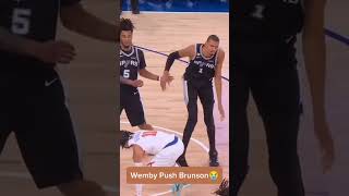 Wemby push Brunson 😯 #nba #spurs #knicks #basketball