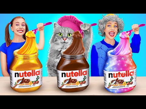 ME VS GRANDMA COOKING CHALLENGE 🍫 Geometric Shape Food 🎂 Fast, Medium or Slow One Color By 123 GO