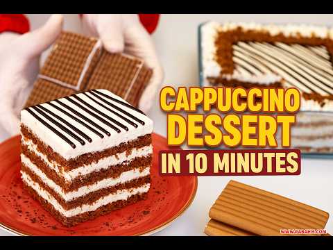 🎂 The Fastest Cold Dessert Ever! No Eggs, No Oven ☕ Biscuit & Cream with Cappuccino Flavor Ready