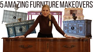 How I Turned Boring Furniture Into Art! 5 Makeovers!