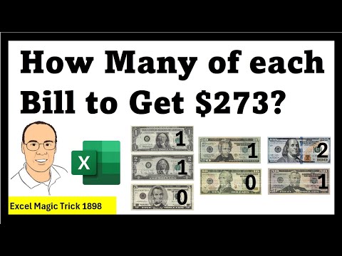 Excel Formula for Number of Bills for Money Transaction? Dynamic Spilled Array Formula? EMT 1898