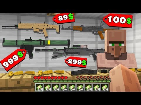 VILLAGER OPENED SECRET GUN SHOP! GUN 1$ vs GUN 1000$ in Minecraft Noob vs Pro
