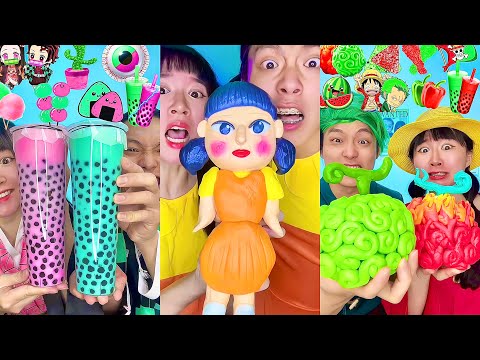 Random Emoji Food Challenge ASMR Compilation! Squid game Food🥵bubble tea(Part19)