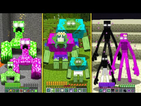 MUTANT HEROBRINE FAMILY MOBS - ZOMBIE ENDERMAN CREEPER SKELETON in MINECRAFT Battle HOW TO PLAY