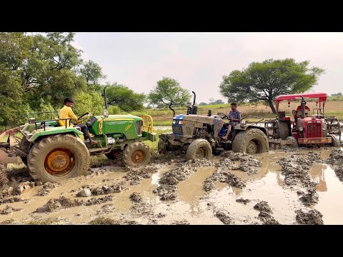 John Deere Eicher and Mahindra tractors working in mud | tractor videos |