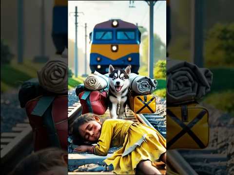 😡Men threw baby👧🏻girl from🚆train, girl life in🥵danger ,Poor🐕🦺Dog saved him😭#animals #ai #rescue
