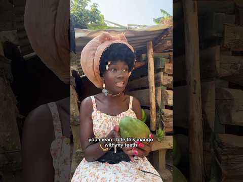City girls in the village be like… ‘Wait, I have to BITE the mango with my teeth? #africanvillage