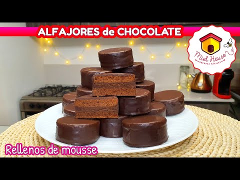 Los mas deliciosos ALFAJORES DE CHOCOLATE rellenos de MOUSSE receta fácil