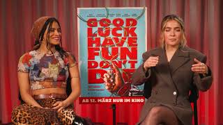 The funny Interview with Zazie Beetz & Haley Lu Richardson GOOD LUCK HAVE FUN DON´T DIE diarrhea