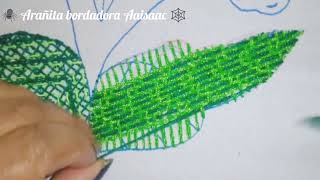 PUNTADA COMBINADA para bordar hojas   pétalos o cualquier diseño de servilletas #embroidery #sewing