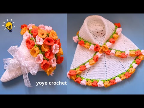 كروشية مفرش بوكيه الورد / شال الورد / بطانية الورد /شرح مبسط / والنتيجة رائعة حتبهرك !! #يويو_كروشية